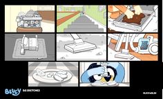 an animated storyboard with various scenes and instructions on how to use the machine for making doughnuts