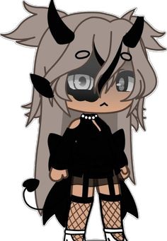 an anime character with horns and black clothes