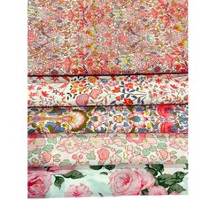 four different types of fabric with flowers on them