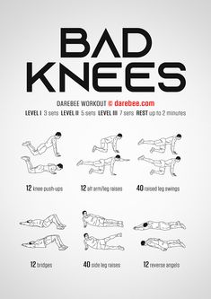 a poster with instructions on how to do a bad knees workout for the entire body