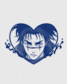 an anime character with blue hair and eyes in the shape of a heart on a white background