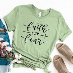 Stylish Casual Letter Printed Shirt Religion Clothing, Christian T Shirt, Faith Shirt, Women Of Faith, Faith Over Fear, Loose Shorts, Girls Tees, Tee Design, Graphic Shirts