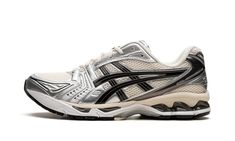 The ASICS GEL-Kayano 14 "Metallic Plum" is a versatile colorway of the retro running shoe by the Japanese footwear company.  The Gel-Kayano 14 is one of several shoes that helped popularize the Y2K sneaker trend in 2022 and 2023.  Done up in “Metallic Plum,” the colorway features a cream mesh upper with silver leather overlays and Metallic Plum leather ASICS branding on the sides.  A “Gel-Kayano” logo appears on the lateral side of the left shoe’s heel and “ASICS” branding is seen on the tongue.  The Y2K-style shoe is mounted on a techy looking midsole that features ASICS’s Gel cushioning technology.  Release date: July 1, 2023 Late 2000s Aesthetic, Retro Running Shoes, Running Silhouette, Sneak Attack, Asics Gel Kayano, Gel Kayano, Adidas Spezial, Cream Shoes, Nike Shox