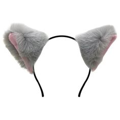 a cat ears headband is shown on a white background with the tail curled up