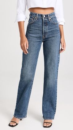 Levi's Ribcage Full Length Jeans | Shopbop Hoco Outfit Ideas, Levi Outfits, Levis Jeans Outfit, Hoco Jeans, Outfit Ideas With Jeans, Levi Jeans Outfit, Classy Jeans, Levis High Waisted Jeans, Jeans Outfit Ideas