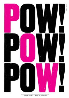 a poster with the words power in black and pink on it's sides, against a white background