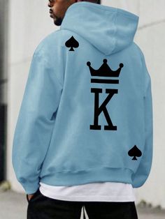 Hoodie And Blazer, Blazer Man, Playing Card Print, Card Print, Men's Casual Style, Casual Athletic