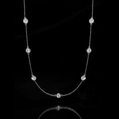 Ross-Simons - 5.00ct t. w. Lab Grown Diamond Station Necklace in 14kt White Gold. 16". Indulge in big-deal sparkle at a significant value! Our 5.00 ct. t. w. round brilliant-cut lab-grown diamond station necklace is a classic style with modern appeal. Crafted in polished 14kt white gold on a cable chain with a 2" extender. Lab-grown diamonds are identical to mined diamonds according to their optical, physical and chemical properties. All Ross-Simons lab-grown diamond jewelry in 14kt gold and platinum includes an IGI Laboratory-Grown Diamond Report to verify color, clarity and carat weight. Lobster clasp, lab-grown diamond station necklace. Diamond birthstones are the perfect gift for April birthdays. Physical And Chemical Properties, April Birthday, Diamond Birthstone, Necklace Diamond, Station Necklace, Big Deal, 14kt Gold, Cable Chain, Round Brilliant