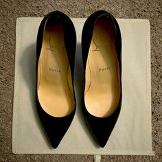 Black Patent Leather Pigalle 100m 100m, Louboutin Shoes, Black Patent Leather, Christian Louboutin Shoes, Shoes Women Heels, Patent Leather, Christian Louboutin, Shoes Heels, Size 7