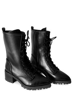 Inspired by our Salem, MA location. We wanted a goth witch boot that was easy to walk on the historical cobblestone streets. Pointed toe with chunky rubber combat sole. Fully adjustable lace up front with side zipper and back pull tabs for easy on/off. Wide calf friendly! The widest part of the plus size model's calf is 19.5 inches around.  Black embroidered FOXBLOOD rose logo on tongue. 2" heel. Due to the pointed toe, if you are a half size we recommend sizing up. 100% Vegan Essex Boot Calf Width Size 5 Size 6 Size 7 Size 8 Size 9 Size 10 Size 11 Size 12 Size 13 11.79in 12.15in 12.51in 12.87in 13.23in 13.59in 13.95in 14.31in 14.67in Part of the FOXBLOOD Signature Shoe Collection, designed by us in Los Angeles, and made by our trusted partner factory in China. Rose Logo, Witch Boots, Goth Witch, Cobblestone Streets, Salem Ma, Belt Jewelry, Plus Size Models, Beauty Sale, Wide Calf