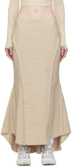 Hemp- and cotton-blend twill skirt. Topstitching and pinched seams throughout. · Paneled construction · Self-tie detachable pouch at waistband · Frayed edge at asymmetric hem · Concealed zip closure at back · Subtle distressing at back Supplier color: Sand Low Waist Formal Skirt, Asymmetric Knit Skirt, Praeie Skirt, Tan Flare Skirt, Luxury Linen Skirt, Luxury Silk Skirt, Off White Ribbed Skirt, Flared Cotton Jersey Skirt, Tan Skirt Cream Sweater