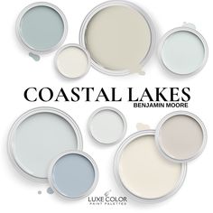 several different shades of paint with the words coastal lakes on them and below it, there are