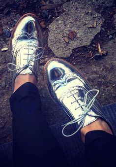 Sam Edelman Silver Metallic 'Jerome' oxford. These are $150 at Dillards right now but I found them at TJ Max for $39! Silver Oxfords, Metallic Oxfords, Nike Tights, Nike Wedges, Oxford Shoes Outfit, Lebron Shoes, New Nike Shoes, Live Love Laugh, Oxford Brogues