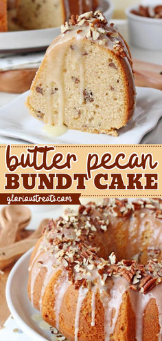 Looking for a Father's Day dessert idea? This Butter Pecan Bundt Cake is a homemade bundt cake that combines the flavors of butter, brown sugar, vanilla, cinnamon, and pecans. Pin this Father's Day cake recipe! Butter Pecan Bundt Cake, Pecan Bundt Cake, Thanksgiving Desserts Apple, Easy Bundt Cake Recipes, Easy Bundt Cake