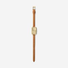 Eva | Rectangle Watch | Gold/Clay | BREDA Watch Rectangle Watch, Vintage Timepiece, Clay Color, Gift Guide For Him, Color Bands, Leather Band, Quartz Movement, Gold Watch, Time Piece