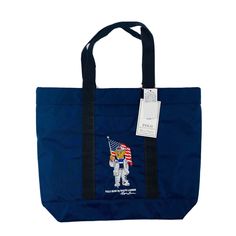 Ralph Lauren Polo Bear X Team Usa Olypmics Tote Bag Navy Blue Large Nwt. Blue Canvas Bag With Embroidered Logo, Blue Canvas Bags With Embroidered Logo, Blue Canvas Shoulder Bag With Dust Bag, Blue Shopping Bag With Embroidered Logo, Sporty Travel Bag With Embroidered Logo, Everyday Blue Bag With Embroidered Logo, Sporty Blue Tote Bag, Blue Shoulder Bag With Embroidered Logo For Travel, Sporty Blue Bag With Removable Pouch