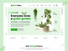 the website for plant shop is displayed