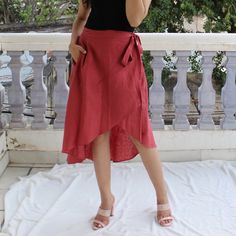 "DETAILS:- - Soft linen Midi Skirt length 32\" | 81 cm (Fullest part) - Wrap tie Skirt with Side Pockets - Detailed with Pleat folds to provide more flare - 100% Lightweight Linen - Customization Available For more products here is the link to my shop ---------------------------------------- https://www.etsy.com/in-en/shop/PehroDesign ---------------------------------------- ★★All the outfits are MADE TO ORDER you can share your demand for any kind of changes before placing your order ★★ ------- Linen Wrap Skirt, Linen Midi Skirt, Skirt Linen, Mid Calf Skirt, Printed Dress Shirts, Skirt High Waist, Tie Skirt, Linen Shirt Dress, High Waist Skirt