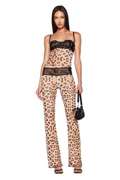 SILO PANT - NEUTRAL : LEOPARD Leopard Shorts Outfit Black Women, Going Out Outfits New York City, Baggy Pants With Heels, Tops For Big Chest, Cheetah Print Outfits Black Women, Heels With Pants, I Am Gia Outfits, Remake Outfits, Iamgia Outfits