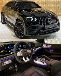 the inside and outside view of a mercedes suv