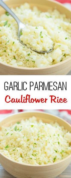 garlic parmesan cauliflower rice is an easy side dish that can be made in less than 30 minutes