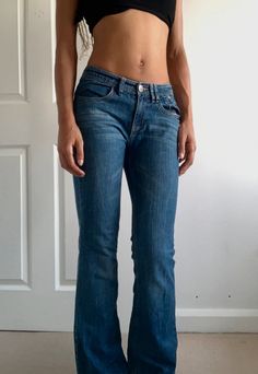 My Blue low-rise flared denim jeans by Next. Size XS / 6 for £20.00: https://www.vinted.co.uk/items/4824287515-blue-low-rise-flared-denim-jeans. Low Rise Flair Jeans, Low Rise Flares, Bootcut Jeans Outfit Aesthetic, Low Rise Jeans 2000s, Low Rise Jeans Flare, Where To Buy Jeans, Womens Low Rise Jeans, Low Rise Flared Jeans, Flared Denim Jeans