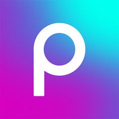 an app icon with the letter p in white on a purple and blue background,