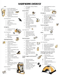 the camping checklist for backpacking