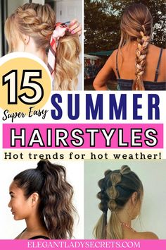 15 Super Easy Cute Summer Hairstyles to Stay Cool and Stylish! Beat the summer heat with these trendy and easy-to-manage hairstyles! Explore over 15 cute hairstyle ideas for hot weather, from breezy braids to chic updos. Perfect for keeping cool while looking hot this summer! Find your new go-to summer hairstyle inspiration here! Hot Trends for Hot weather! Viking Hairstyles Female, Wedding Hairstyles Braided, Hot Weather Hair, Layered Haircuts Short, Kelly Hair, Salon Board, Heat Free Hairstyles, Viking Hairstyles, Cute Hairstyle Ideas