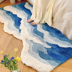 46974691606840 Decor Baie, Bedside Rug, Plush Area Rugs, Have Inspiration, Bath Mat Rug, Patterned Carpet, Blue Waves, Bedroom Carpet, Carpet Flooring