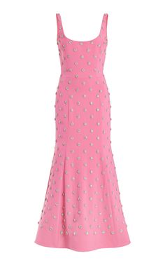 Pearl-Embellished Midi Dress By Oscar De La Renta | Moda Operandi Embellished Midi Dress, Royal Outfits, Midi Cocktail Dress, Pink Midi Dress, Fitted Silhouette, Magpie, Casual Fall Outfits, Beautiful Gowns, Dress Pink