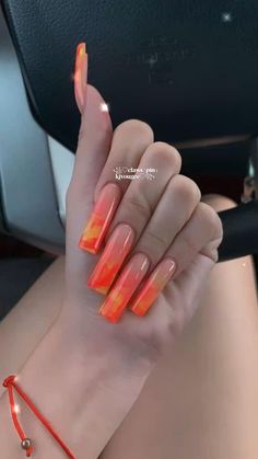 Marble Acrylic Nails, Orange Marble, Diy Acrylic Nails, Glamour Nails, Long Square Acrylic Nails, Unique Acrylic Nails