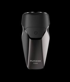 an electric shaver on a black background with the words flycookii printed on it