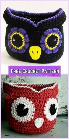 Crochet Owl Basket Free Patterns Crochet Owl Basket, Owl Basket, Crocheted Baskets, Crochet Basket Pattern Free, Owl Crochet Patterns, Crochet Shell Stitch, Crochet Storage, Crochet Owl, Crochet Basket Pattern