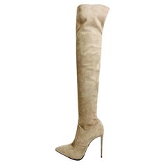 Le Silla Thigh-High Suede Boots Beige, heeled 'Eva' boots designed with stretch, pull-on style. Detailed with pointed toe and high stiletto heel. Size – 36 Condition – Excellent/Brand New Composition – Suede Comes with – Box Eva Boots, Thigh High Suede Boots, Boots Beige, Sergio Rossi, Designer Boots, Suede Boots, Thigh High, Manolo Blahnik, Stiletto Heel