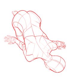 a drawing of a person laying down with their arms spread out to the side,