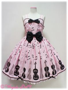 Cute Angel Dresses, Pink Dress Japanese, Spring Pink Gothic Dress, Music Note Dress, Music Inspired Fashion, Girls Formal Dresses, Girly Dresses