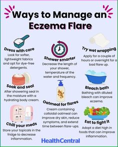 Living with eczema can be challenging, but there are ways to manage your eczema flare. Try these tips to ease your flare and bring your relief! Thick Moisturizer, Studying Food, Ayurvedic Healing, Chemical Peels, Mild Cleanser, Acne Solutions, Health Board, Health Journey, Dye Free