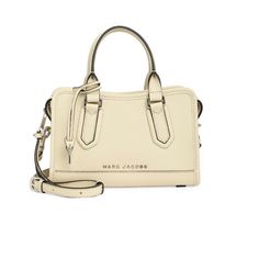 A Sized-Down Satchel Bag Crafted From Leather Is Topped With Convertible Straps For Added Versatility To Your Everyday Ensemble. 9.25" X 4.72" X 5.91" Top Zip Closure Leather Chic Cream Satchel With Branded Hardware, Classic Box Bag With Silver-tone Hardware, Cream Satchel With Branded Hardware, Cream Bags, Eternity Band Ring, Marc Jacobs Bag, Tote Bag Leather, Satchel Bag, Medium Bags