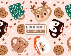 the clipart bundle includes cute animals, cookies and other things to make it look like they