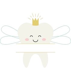 a tooth with a crown on its head