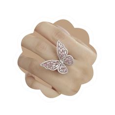 PRICES MAY VARY. Package include: 1* butterfly finger ring Color: Silver-pink. Adjustable size,inner diameter--16.5mm/0.65in(approx), fits finger size 6 to 9(Fig.6) Material: High-quality copper, cubic zircon and crystal. Not allergic, no color fading Great gift: Exquisite appearance,it’s a perfect gift for Mother's Day, Valentine's Day, Wedding, Christmas, Birthdays, Halloween and so on Occasion: Easy to match your different hair style and outfits, suitable for daily jewelry or any other occasi Different Hair, Knuckle Ring, Crystal Butterfly, Daily Jewelry, Butterfly Ring, Knuckle Rings, Butterfly Jewelry, Ring Color, Wedding Christmas