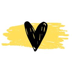 a black heart on a yellow background with the word love written in it's center