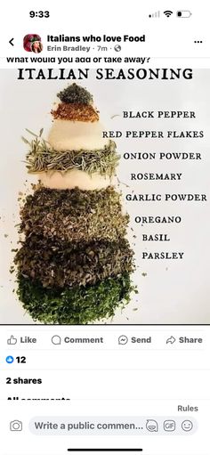 an image of a cake made out of different types of herbs and spices on top of each other