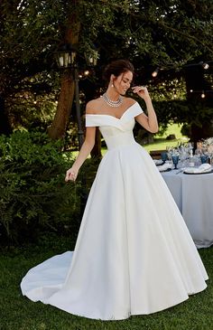 Mikado ballgown, off-the-shoulder wedding dress Ronald Joyce Wedding Dress, Blue By Enzoani, Justin Alexander Signature, Ronald Joyce, Brides Dress, Edinburgh Wedding, Minimalist Bride, Stunning Wedding Dresses, Wedding Dresses For Sale