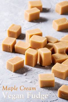 several pieces of caramel fudge on a table