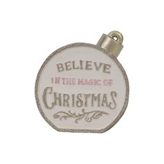 believe in the magic of christmas bottle stopper ornament with glittered lettering