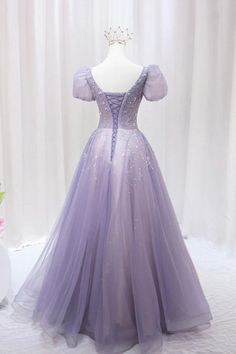 Purple Tulle Beaded Long Formal Dress Cute A-Line Evening Dress Purple Tulle, A Line Evening Dress, Long Formal Dress, Pretty Clothes, Wholesale Dress, Formal Dress, Bride Dress, Special Occasion Dresses, Occasion Dresses