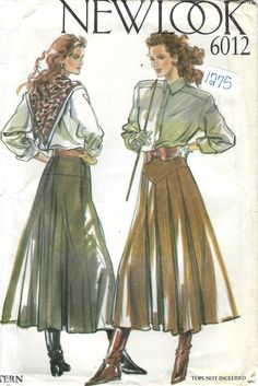 two women in skirts and blouses, one is wearing a belted shirt and the other has a pleated skirt