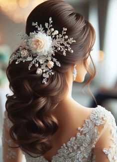 In the gallery of love, your hairstyle is the masterpiece. Frame your face with the art of bridal beauty. Flowery Wedding Dress, Romantic Bridal Hair, Glow Hair, Belle Hairstyle, Prom Hairstyles For Long Hair, Elegant Wedding Hair, Bridal Wedding Hair, Womens Wedding Dresses